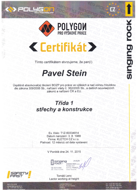 certificate roof constructions Stein
